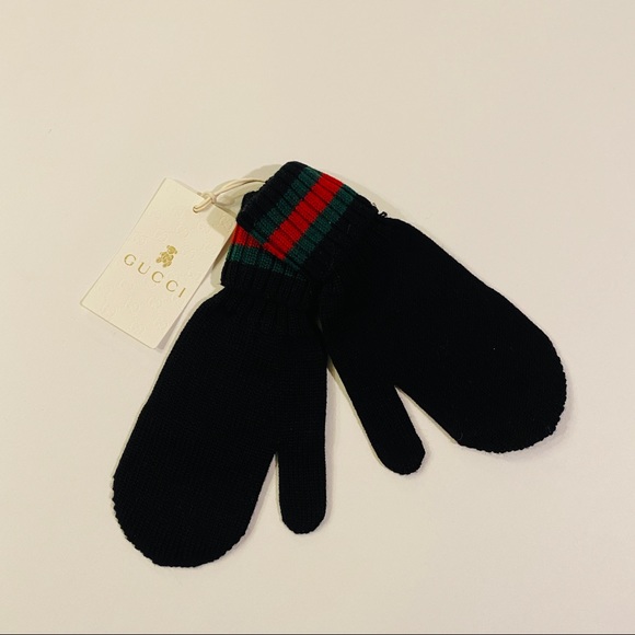 AUTHENTIC Gucci Kids Black Toddler Mittens Size S - Picture 5 of 10